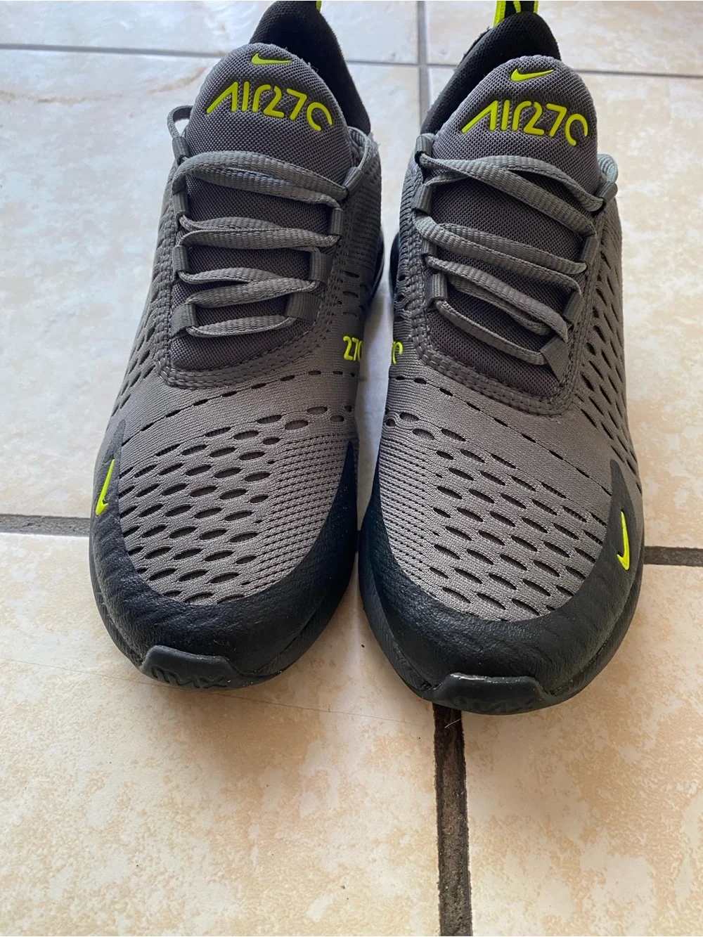 Nike Air Max 270 Gray & Volt Athletic Sneakers